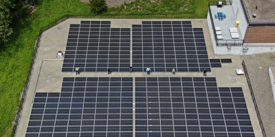 overhead shot of solar panels