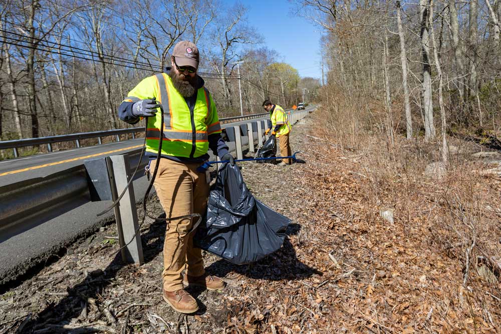 Connecticut Water staff clean up litter on Earth Day.