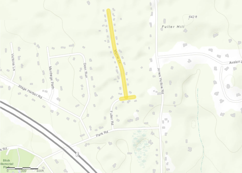 Map of Myrna Drive in Marlborough, Conn