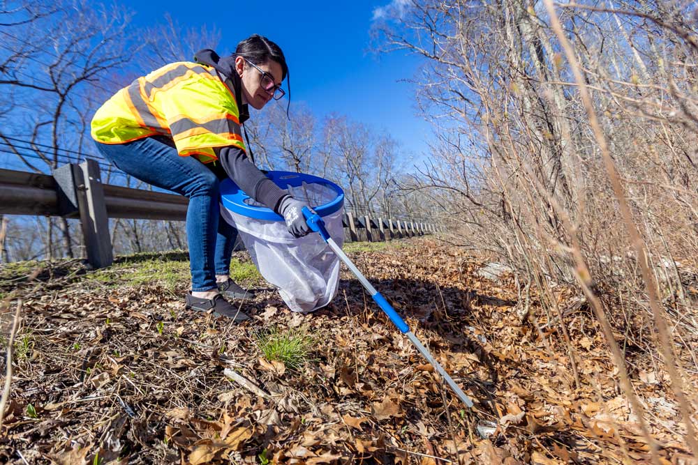 Connecticut Water staff clean up litter on Earth Day.